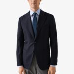 Eton mėlyni slim fit dryžuoti tvilo marškiniai