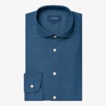 Eton tamsiai mėlyni slim fit džinsiniai tvilo marškiniai