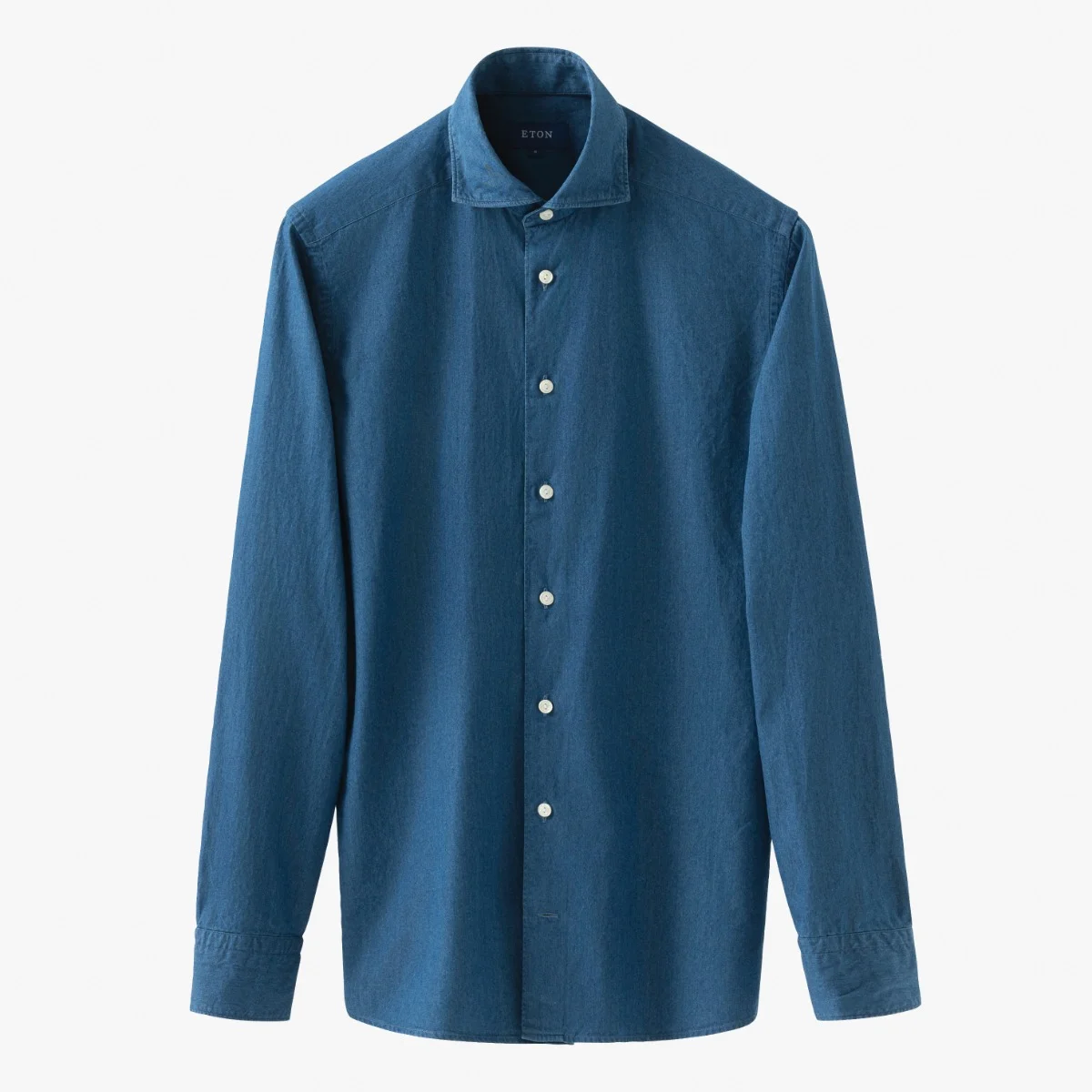 Eton tamsiai mėlyni slim fit džinsiniai tvilo marškiniai