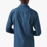 Eton tamsiai mėlyni slim fit džinsiniai tvilo marškiniai