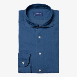Eton navy blue lightweight denim shirt