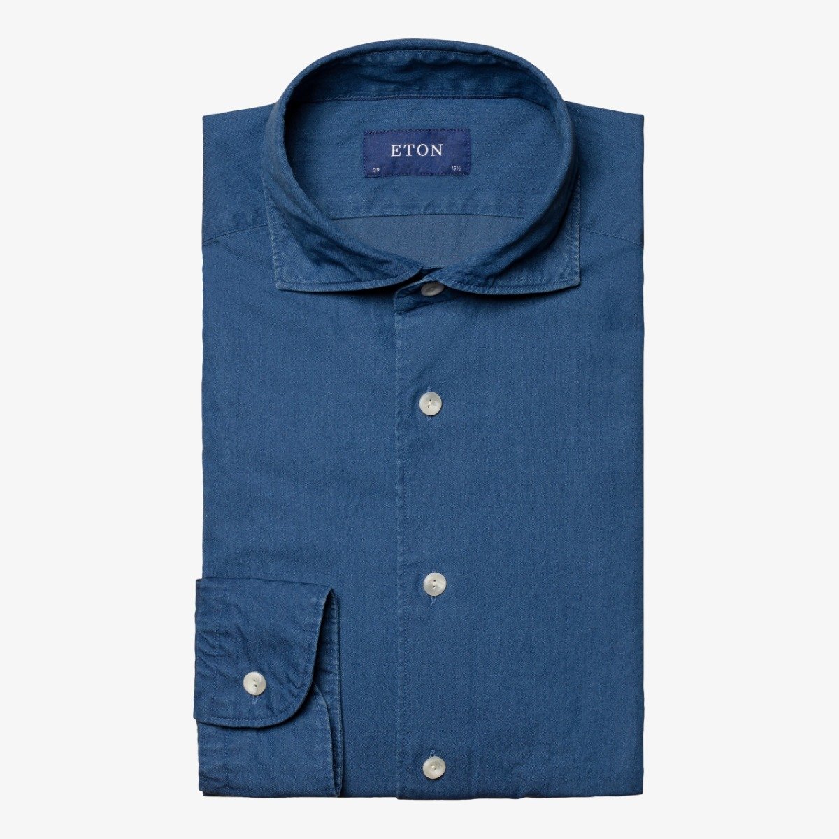 Eton navy slim fit lightweight denim men's casual shirt