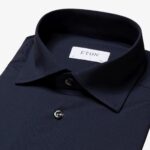 Eton navy slim fit four-way stretch shirt