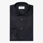 Eton tamsiai mėlyni slim fit firminio tvilo marškiniai