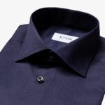 Eton tamsiai mėlyni slim fit firminio tvilo marškiniai