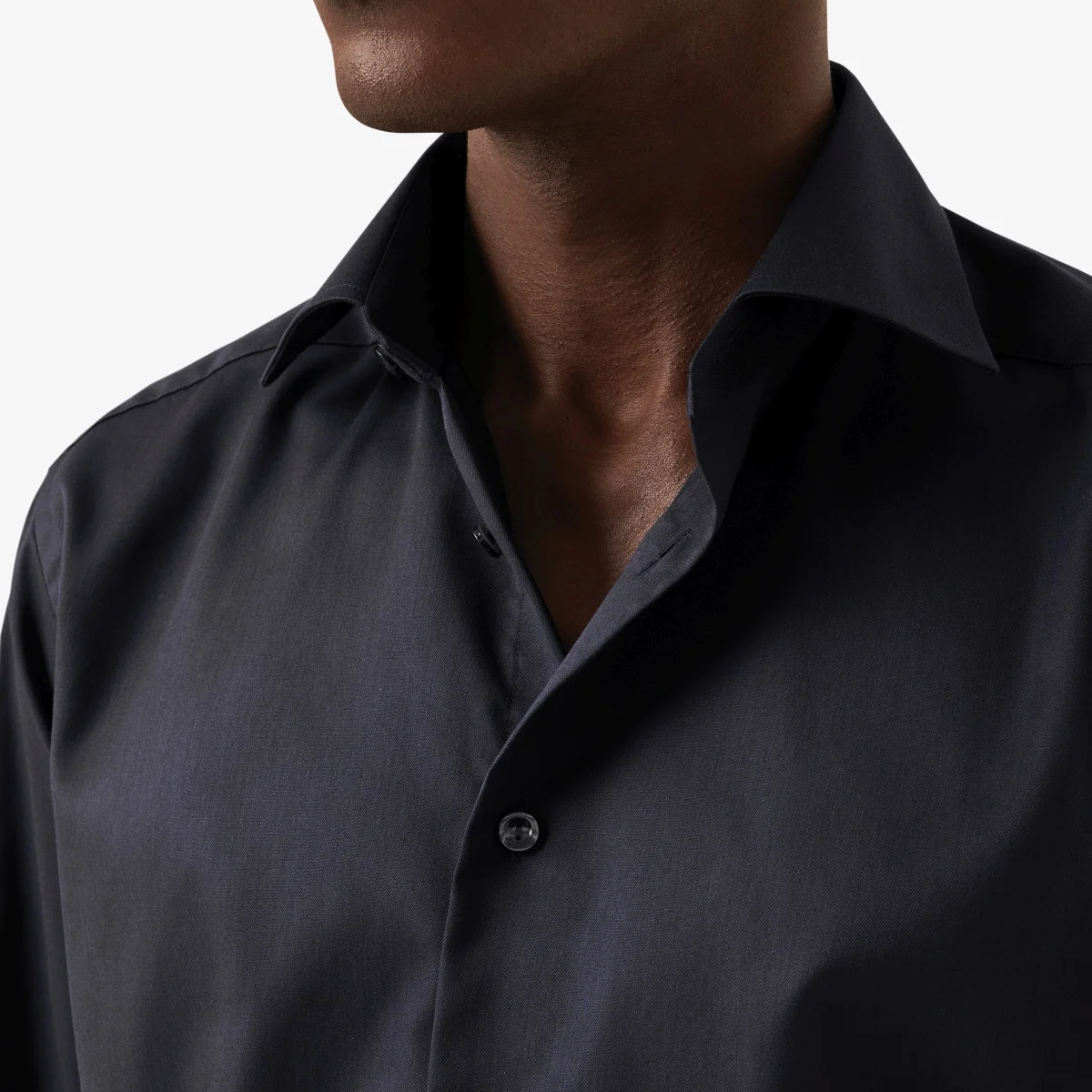 Eton tamsiai mėlyni slim fit firminio tvilo marškiniai
