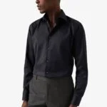 Eton tamsiai mėlyni slim fit firminio tvilo marškiniai