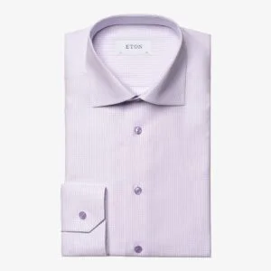 Eton pink checked cotton tencel shirt