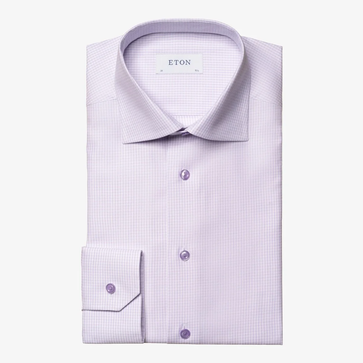 Eton pink slim fit checked cotton lyocell shirt