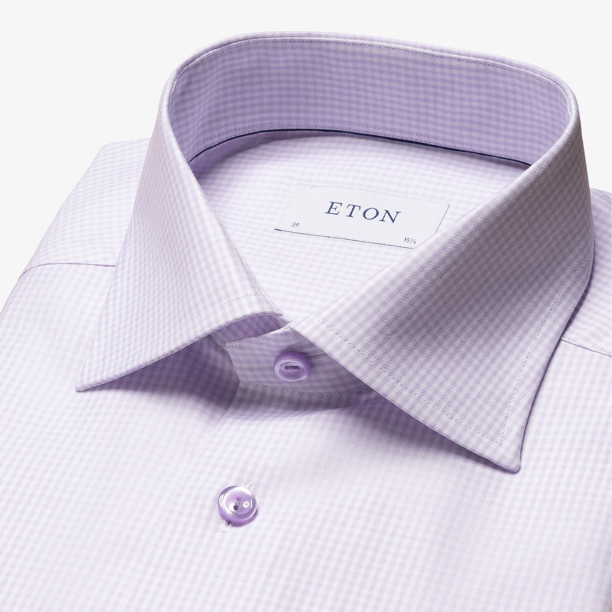 Eton pink slim fit checked cotton lyocell shirt