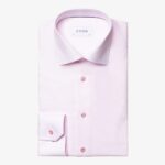 Eton pink slim fit micro pattern twill shirt