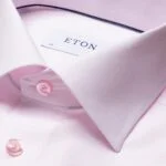 Eton pink slim fit micro pattern twill shirt