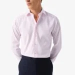 Eton pink slim fit micro pattern twill shirt