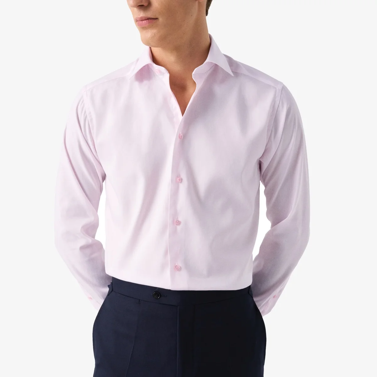 Eton pink slim fit micro pattern twill shirt
