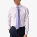 Eton pink slim fit micro pattern twill shirt
