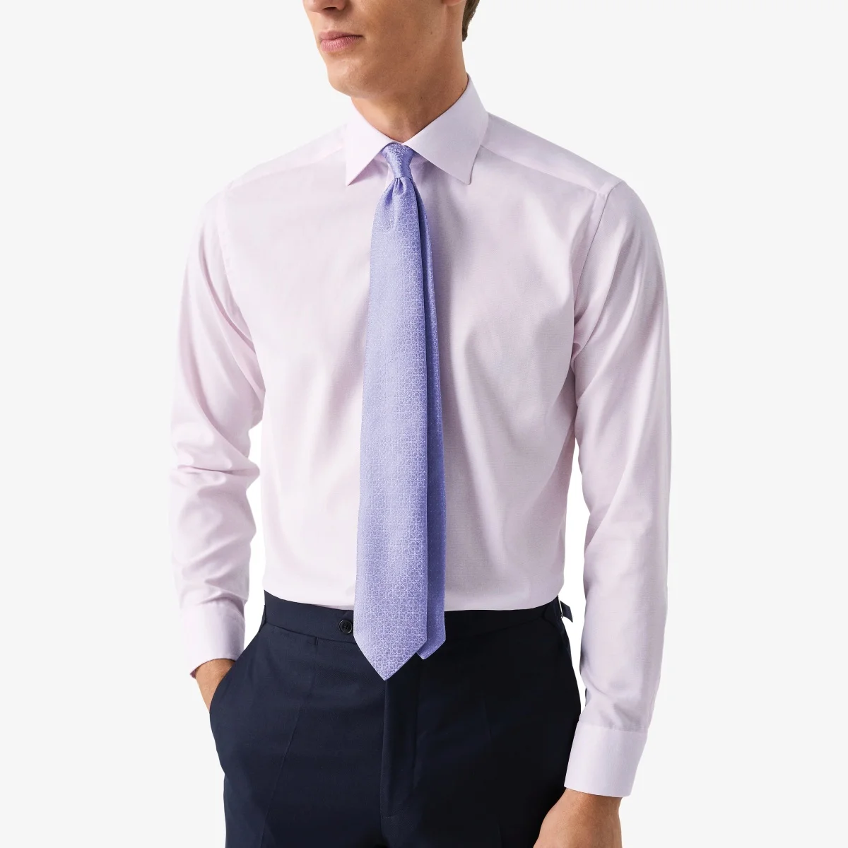 Eton pink slim fit micro pattern twill shirt