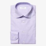 Eton purple slim fit organic cotton fine piqué shirt