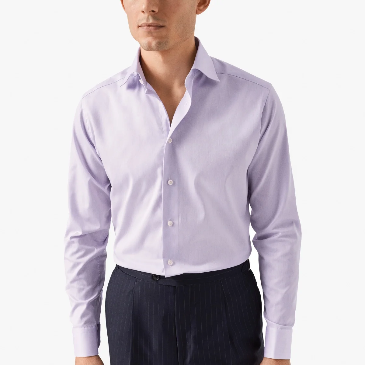 Eton purple slim fit signature twill shirt