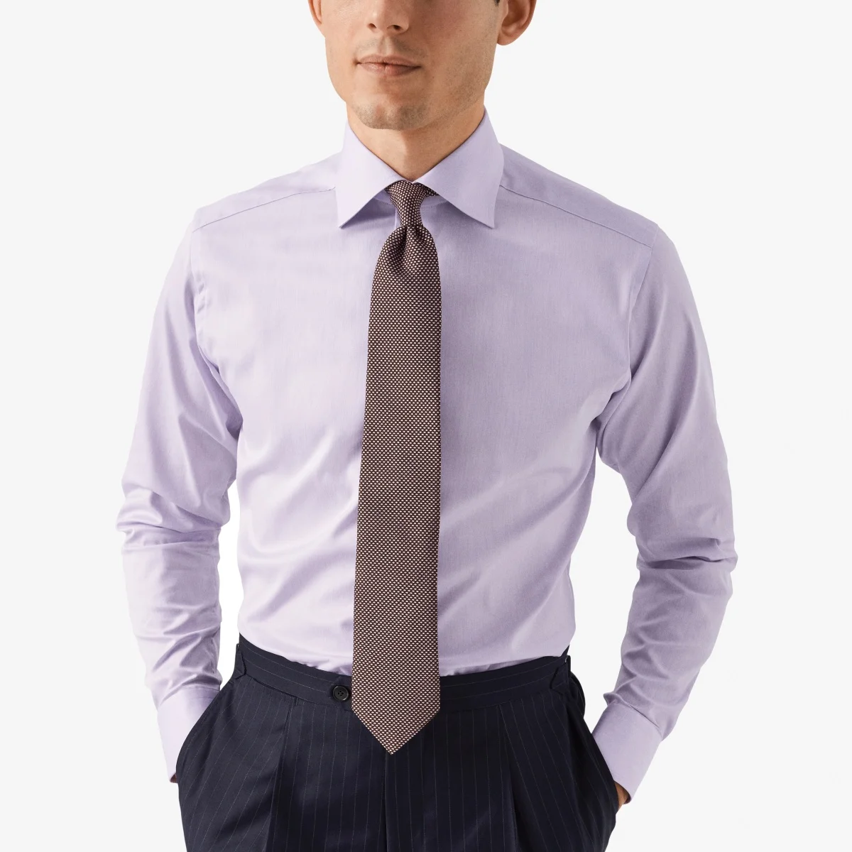 Eton purple slim fit signature twill shirt