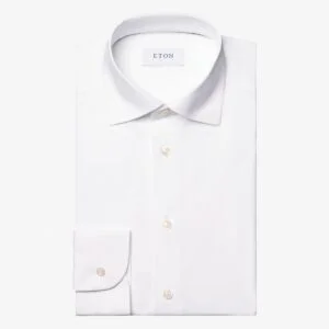 Eton white slim fit four-way stretch shirt
