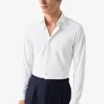 Eton white slim fit four-way stretch shirt