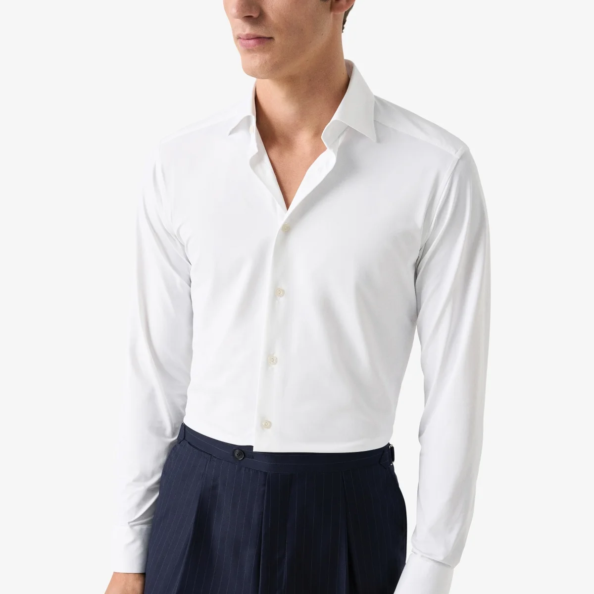 Eton white slim fit four-way stretch shirt