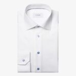 Eton white slim fit signature twill shirt - blue buttons