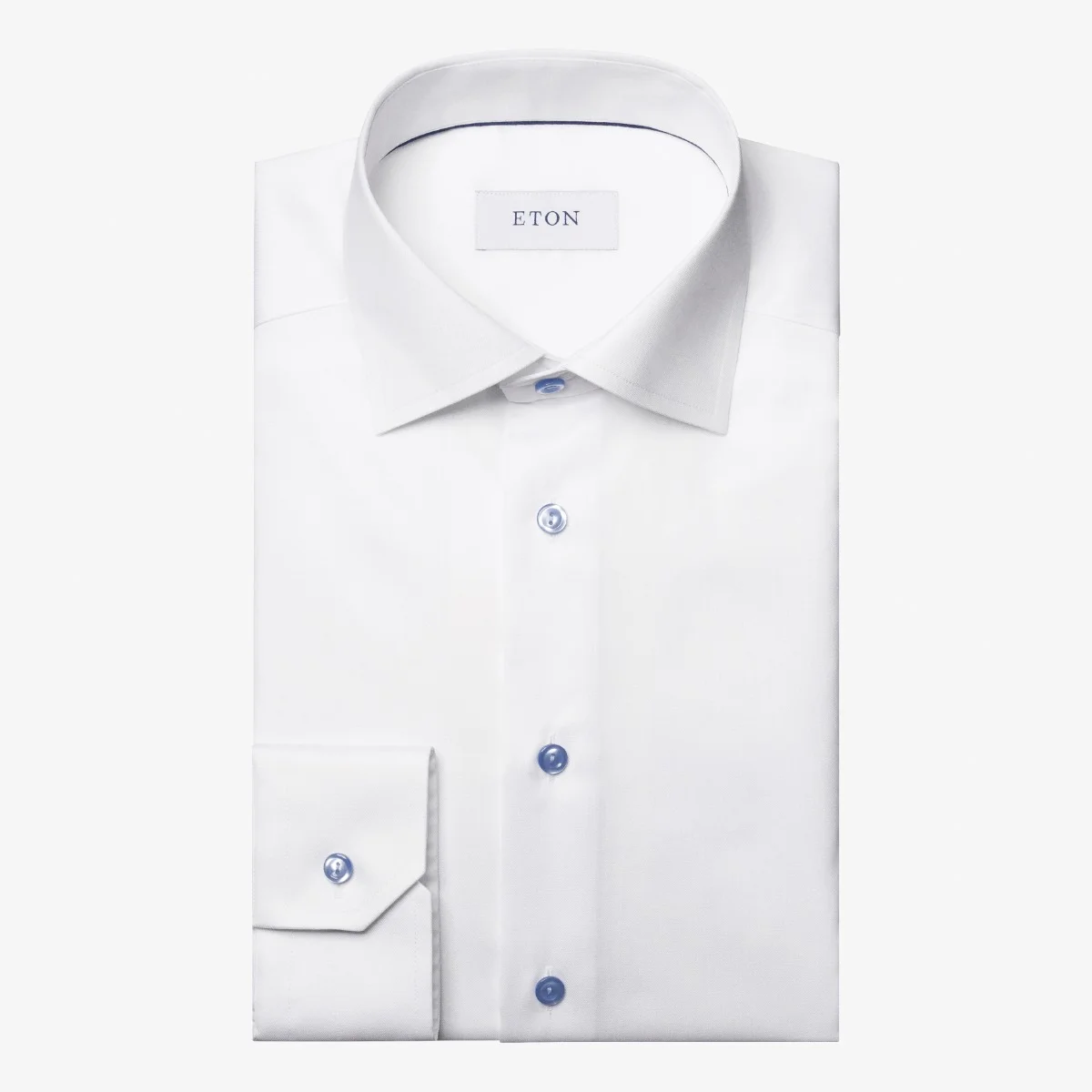 Eton white slim fit signature twill shirt - blue buttons