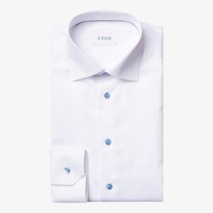 Eton white signature twill shirt | Blue buttons