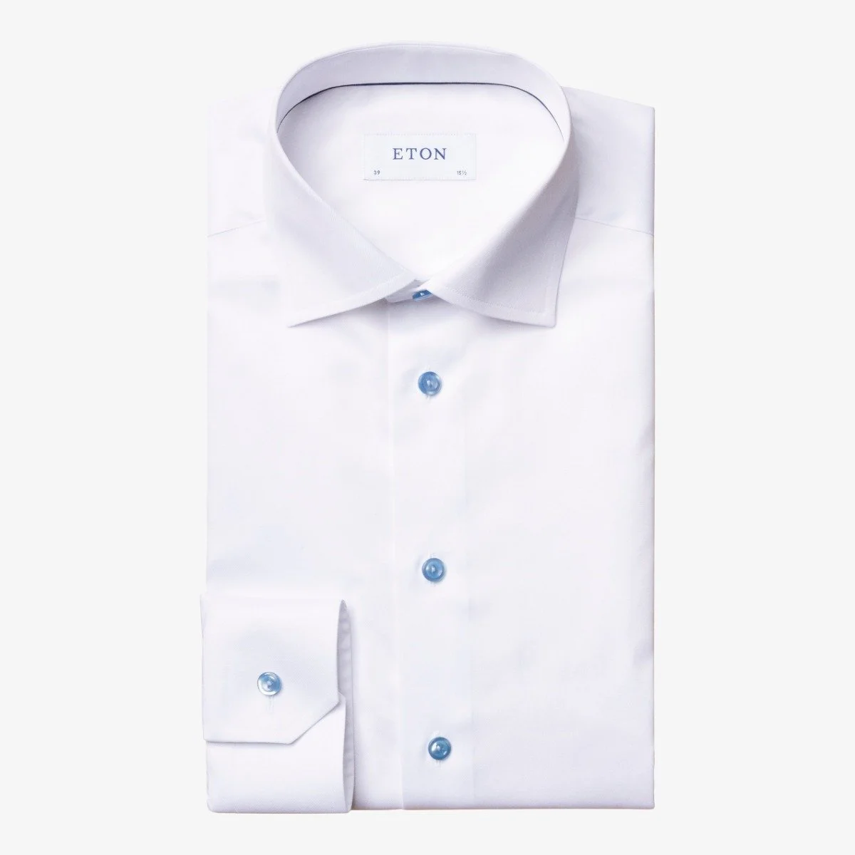 Eton white slim fit signature twill shirt - blue buttons