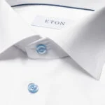 Eton white slim fit signature twill shirt - blue buttons