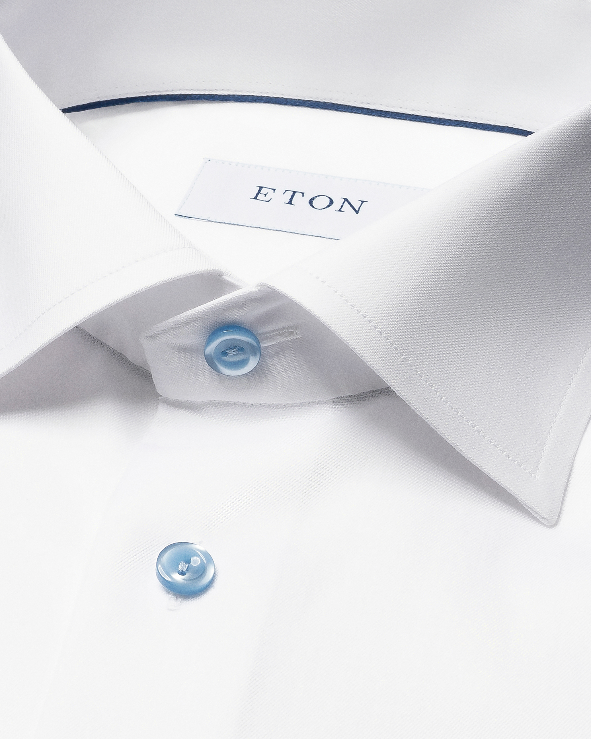 Eton white slim fit signature twill shirt - blue buttons