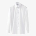 Eton white slim fit signature twill shirt - blue buttons