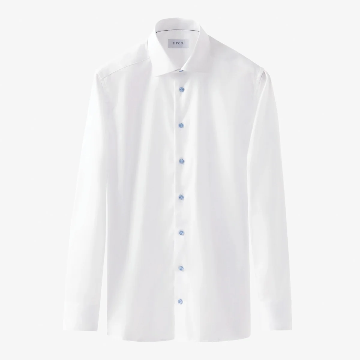 Eton white slim fit signature twill shirt - blue buttons