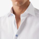 Eton white slim fit signature twill shirt - blue buttons