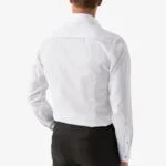 Eton white slim fit signature twill shirt - blue buttons