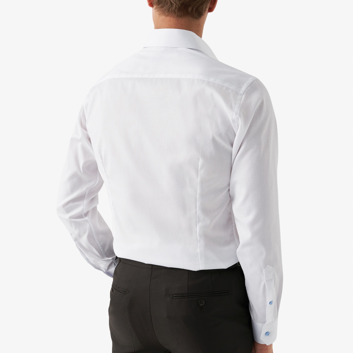 Eton white slim fit signature twill shirt - blue buttons