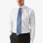 Eton white slim fit signature twill shirt - blue buttons