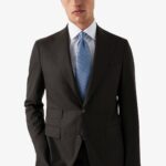 Eton white slim fit signature twill shirt - blue buttons