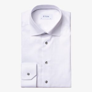 Eton white signature twill shirt | Grey buttons