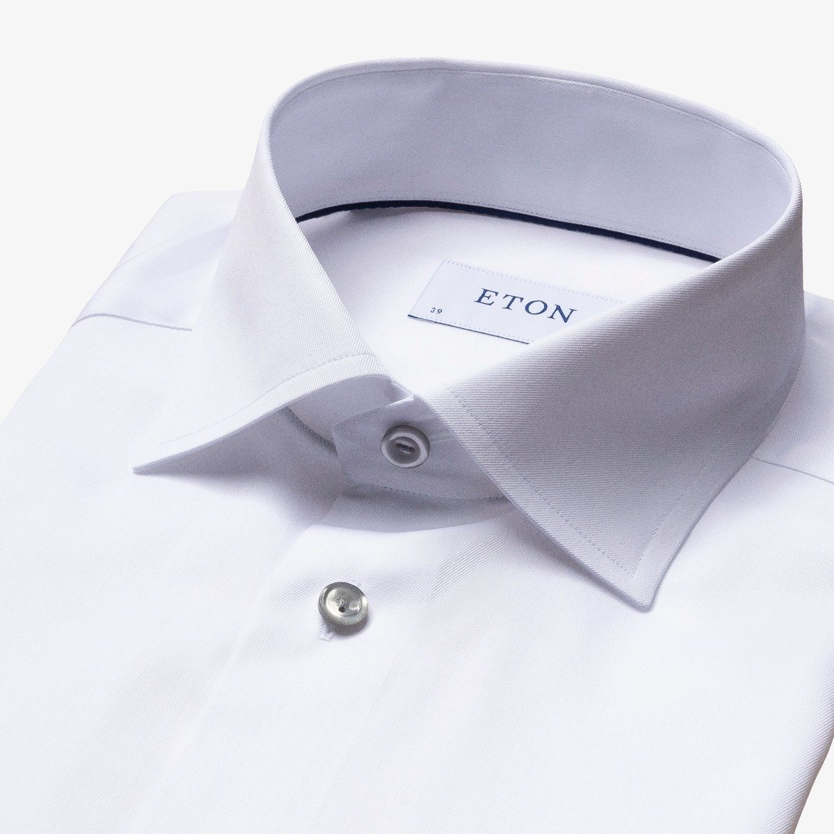 Eton white slim fit signature twill men's dress shirt - Grey buttons