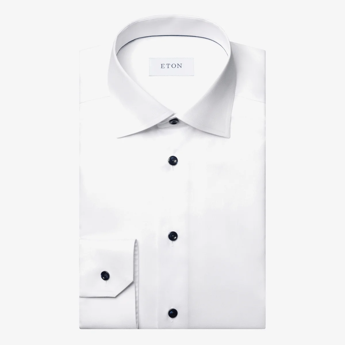 Eton white slim fit signature twill shirt - navy buttons
