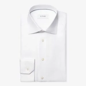 Eton white textured twill shirt