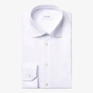 Eton white textured twill shirt