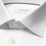 Eton white slim fit textured twill shirt