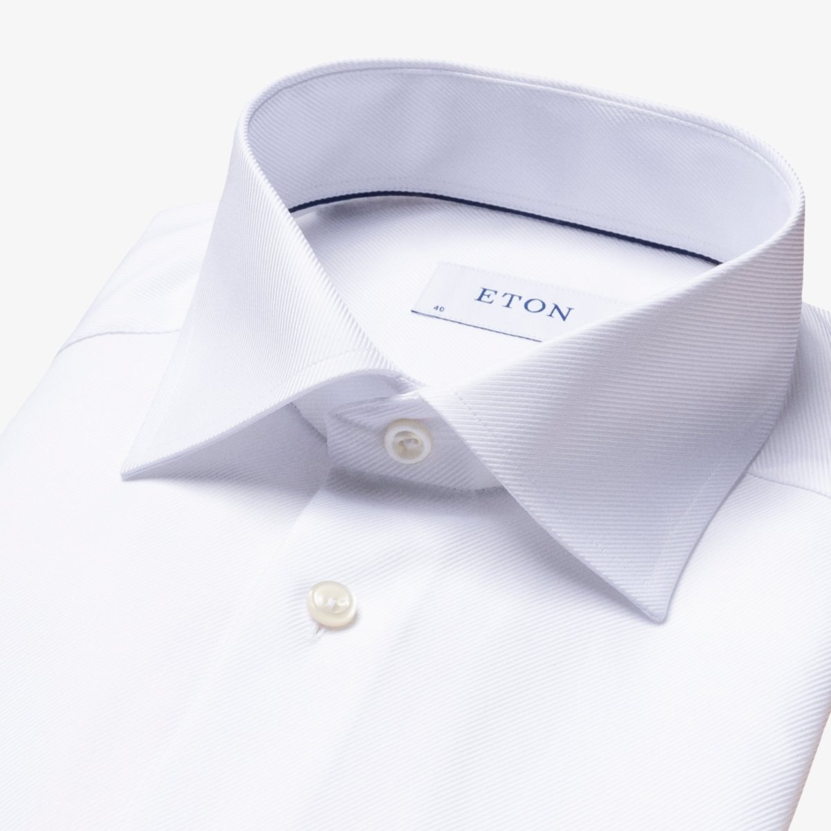 Eton white slim fit textured twill men's dress shirt