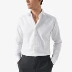 Eton white slim fit textured twill shirt