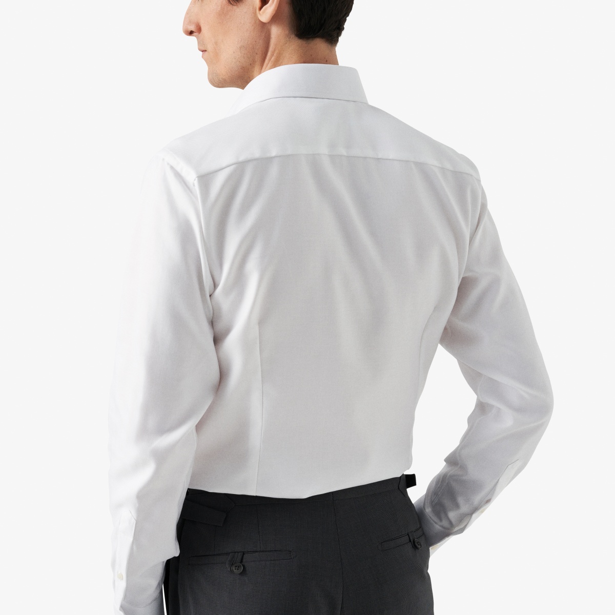 Eton white slim fit textured twill shirt