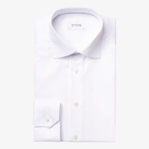 Eton white slim fit twill stretch men's dress shirt
