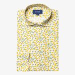 Eton yellow slim fit lemon print linen shirt